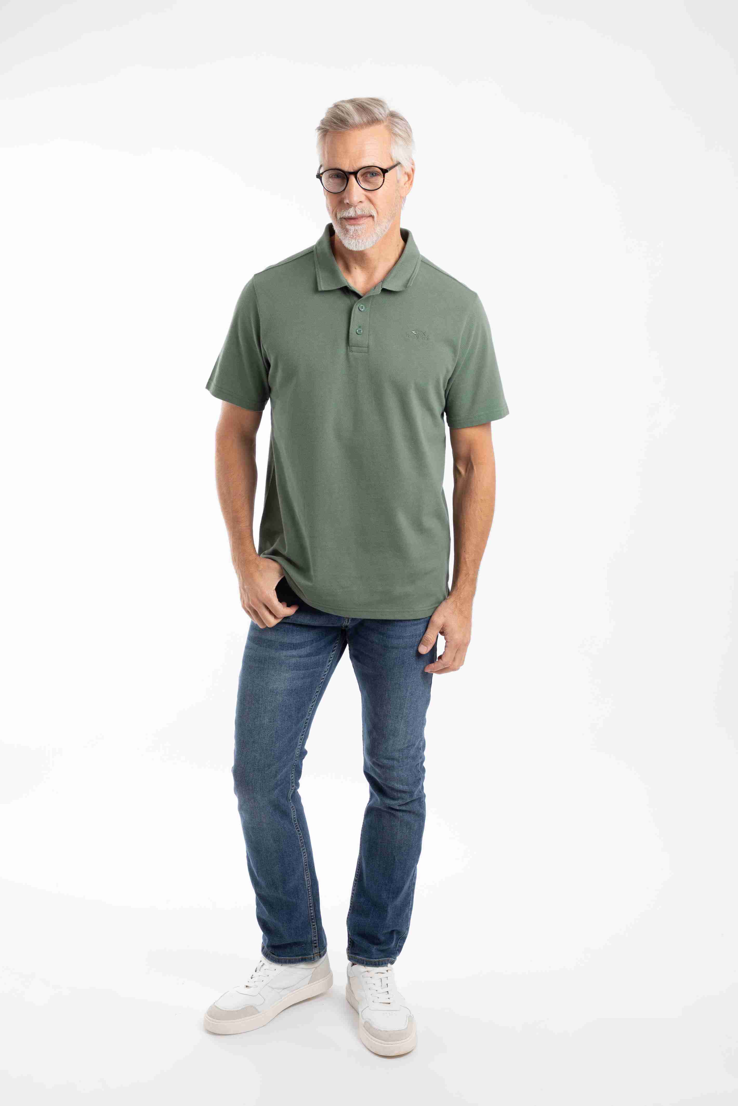 Giles Pique Polo Shirt Army Green
