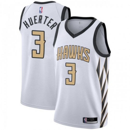 ATL #3 Kevin Huerter Durable 2018 City NBA Jersey - White Swingman