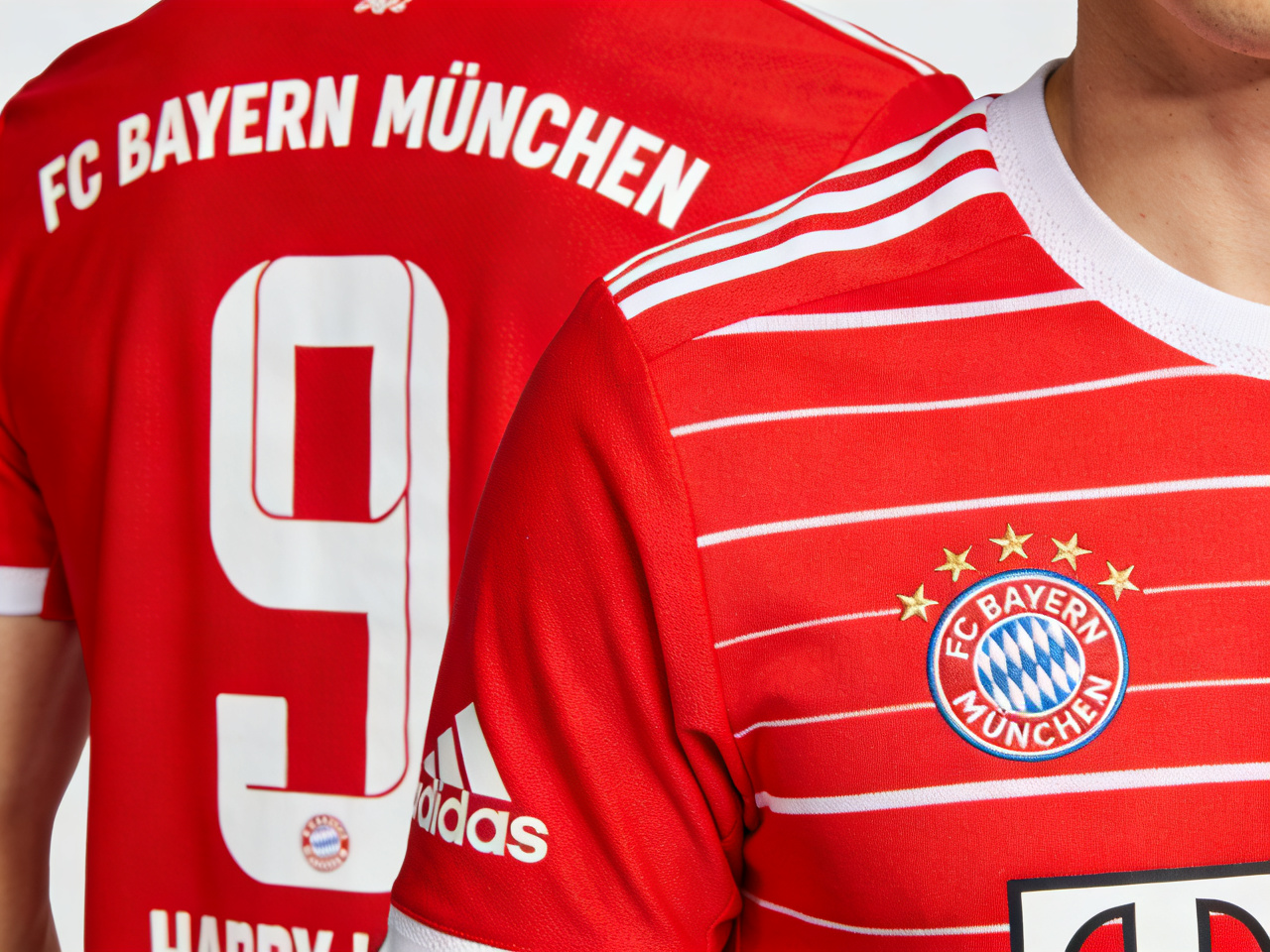 Close-up of a Bayern jersey with Kane 9 printing