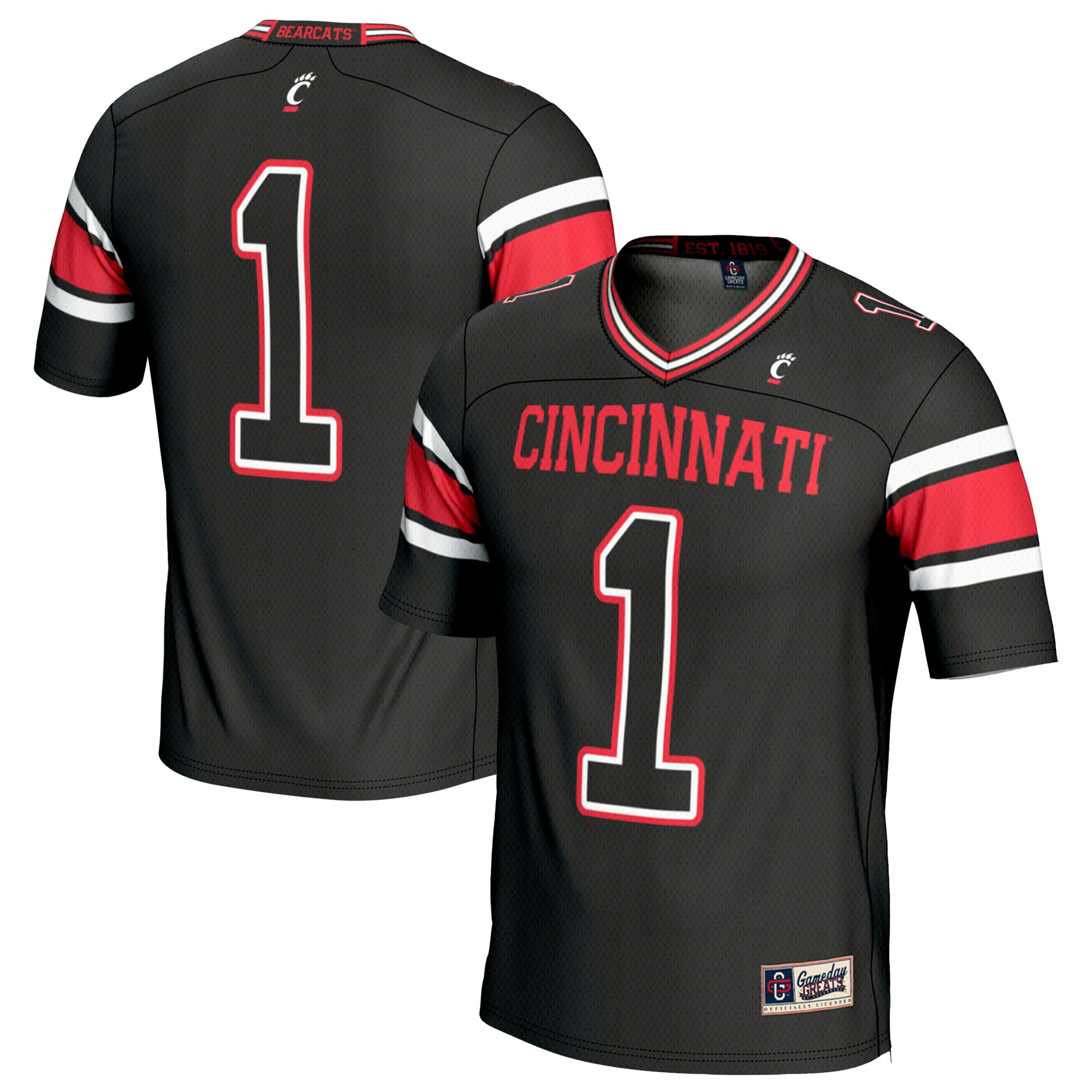 [DDG] Cincinnati Bearcats GameDay Greats Unisex Lightweight Football Fashion Jersey - Black