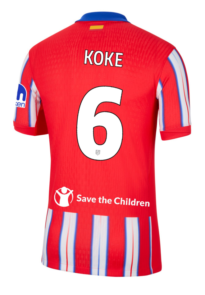 Atletico Madrid Home KOKE 6 UEFA Champions League Jersey 2024-2025