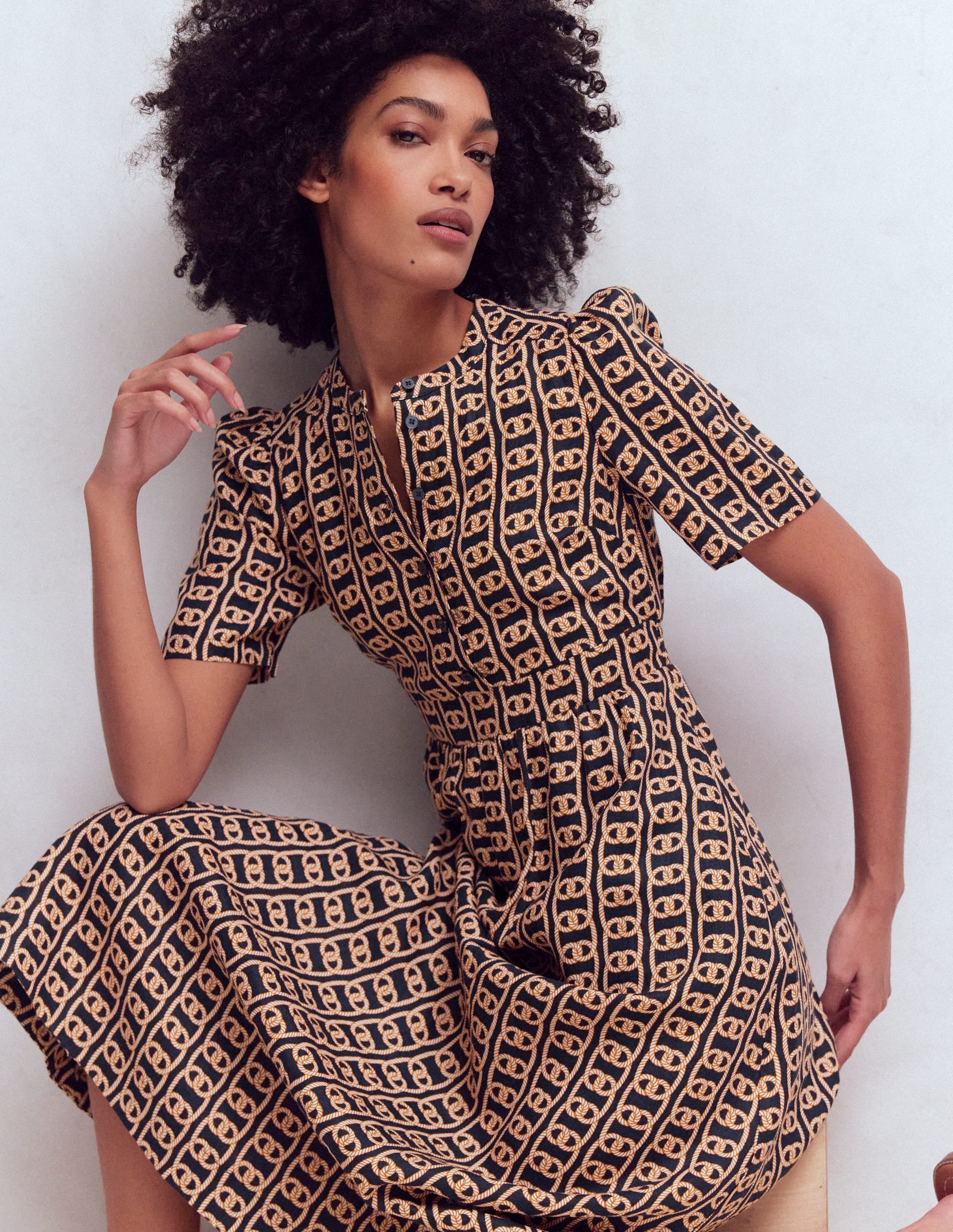Ivy Placket Linen Midi Dress