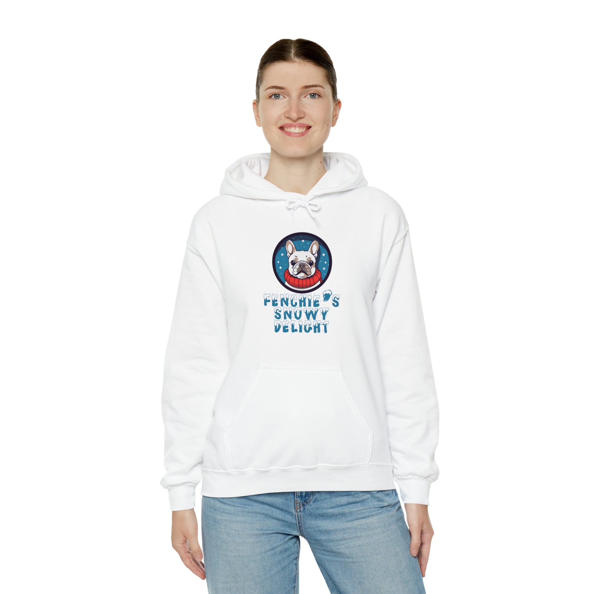 French Bulldog Snowy Delight Unisex Hoodie Useful Frenchie Gear
