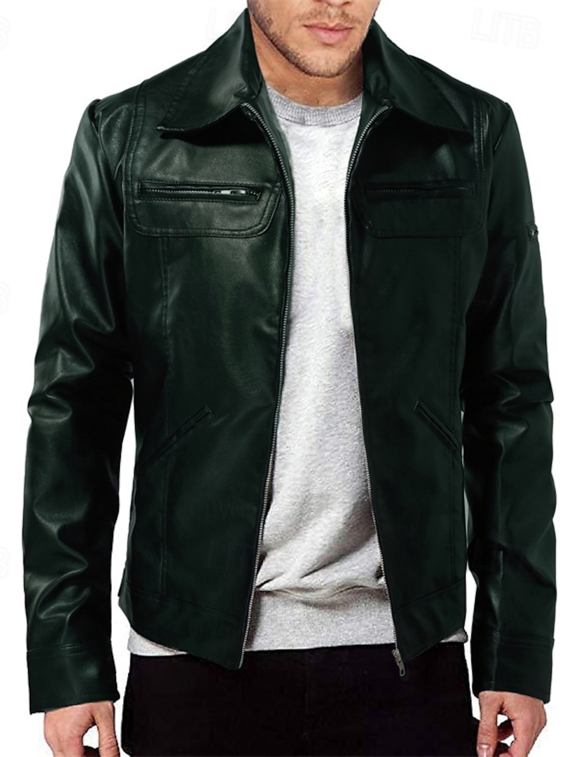 Men's Faux Leather Jacket Biker Red Motorcycle Daily Vacation