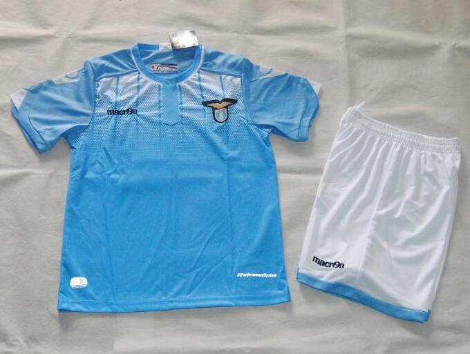 Moisture Wicking Kids Lazio 2015-16 Home Soccer KitShirtShorts