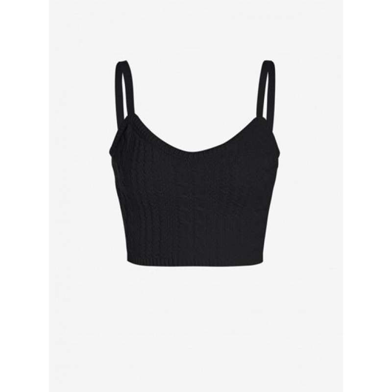 Sleeveless Solid Color Knit Crop Top RB0611