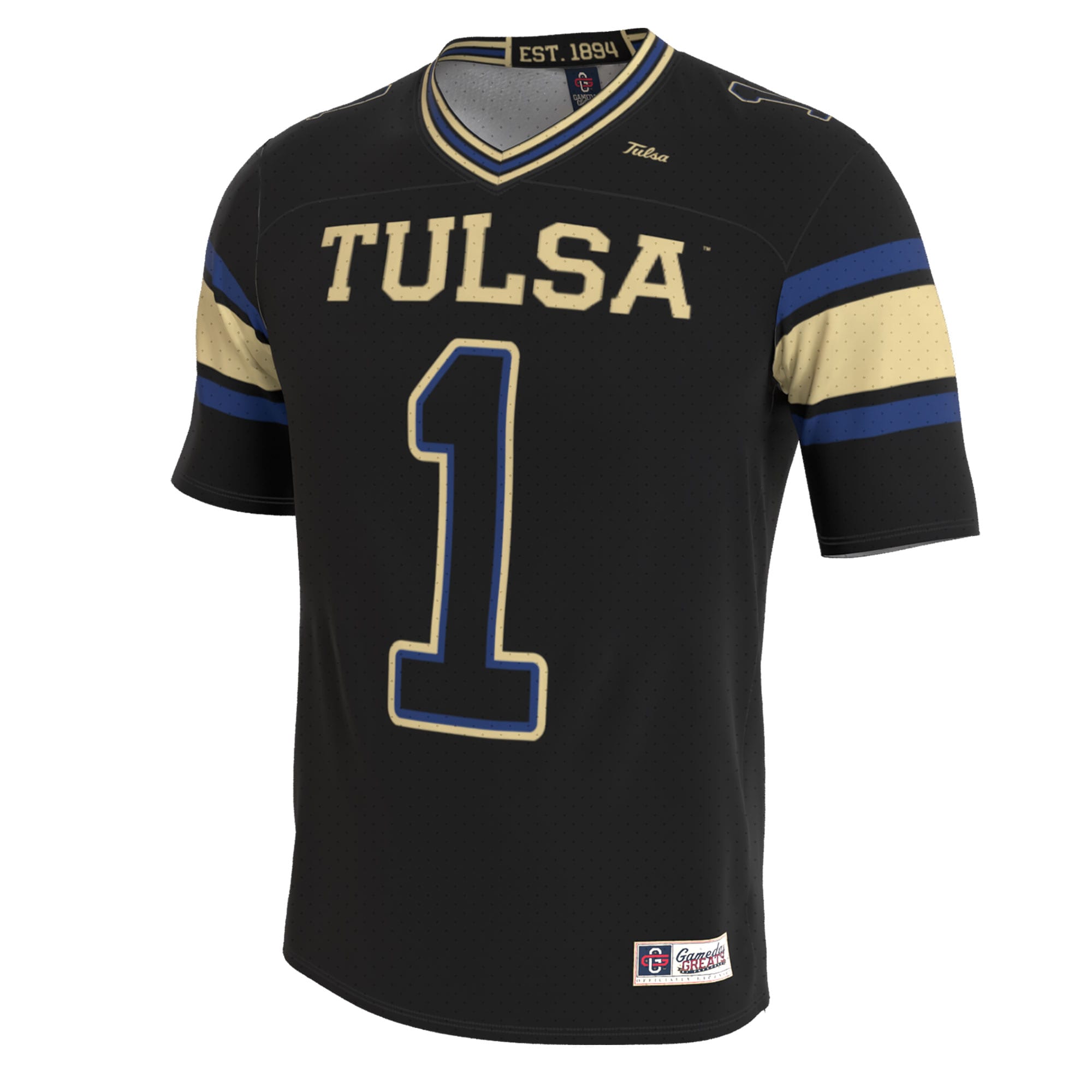 Tulsa Golden Hurricane GameDay Greats Unisex Lightweight Collegiate Football Blackout Fashion Jersey