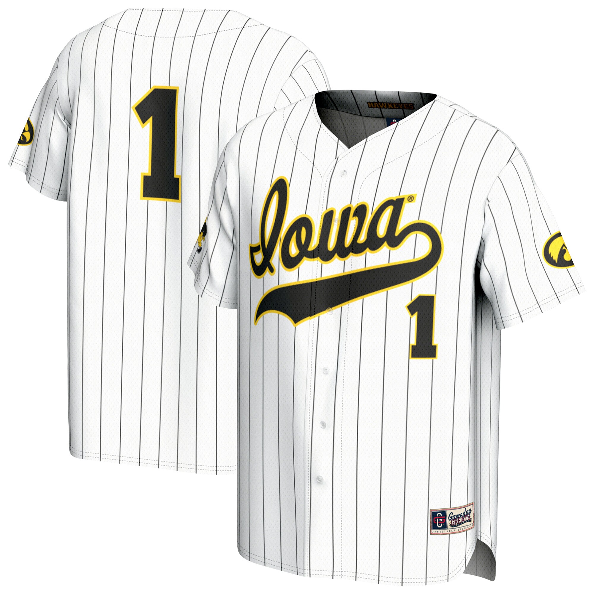 [NJP] Iowa Hawkeyes GameDay Greats Youth Lightweight Collegiate Baseball Fashion Jersey - White