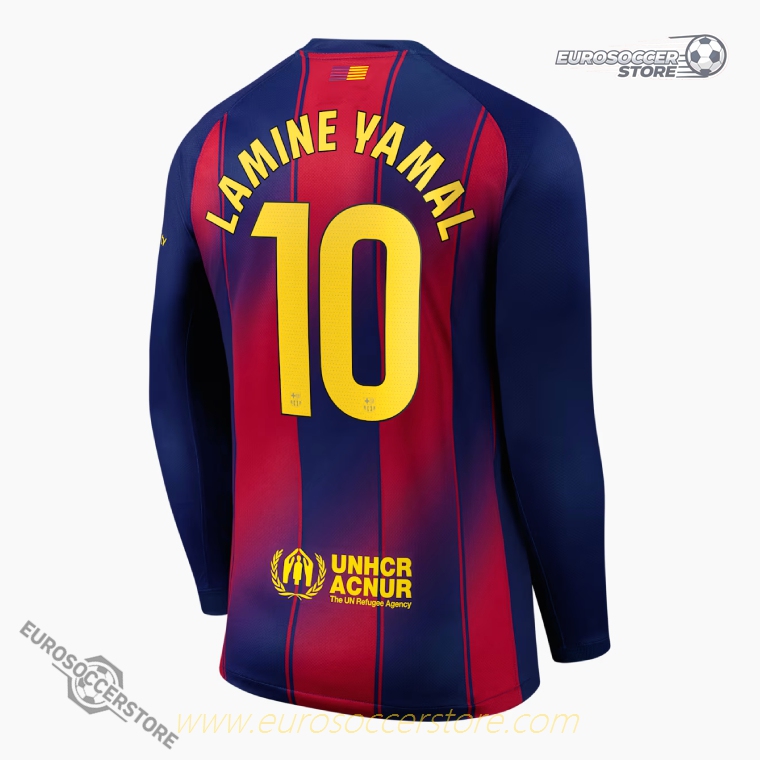 Long Sleeve Home Jersey of FC Barcelona for LAMINE YAMAL, Number 10, Season 25-26