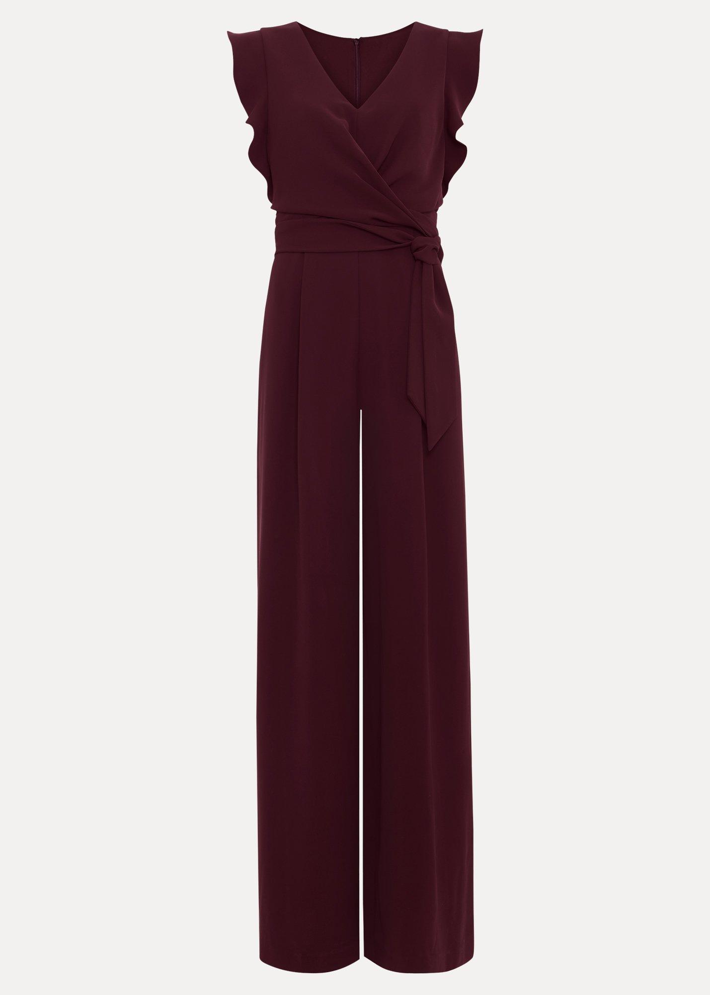 Petite Ayla Burgundy Jumpsuit.