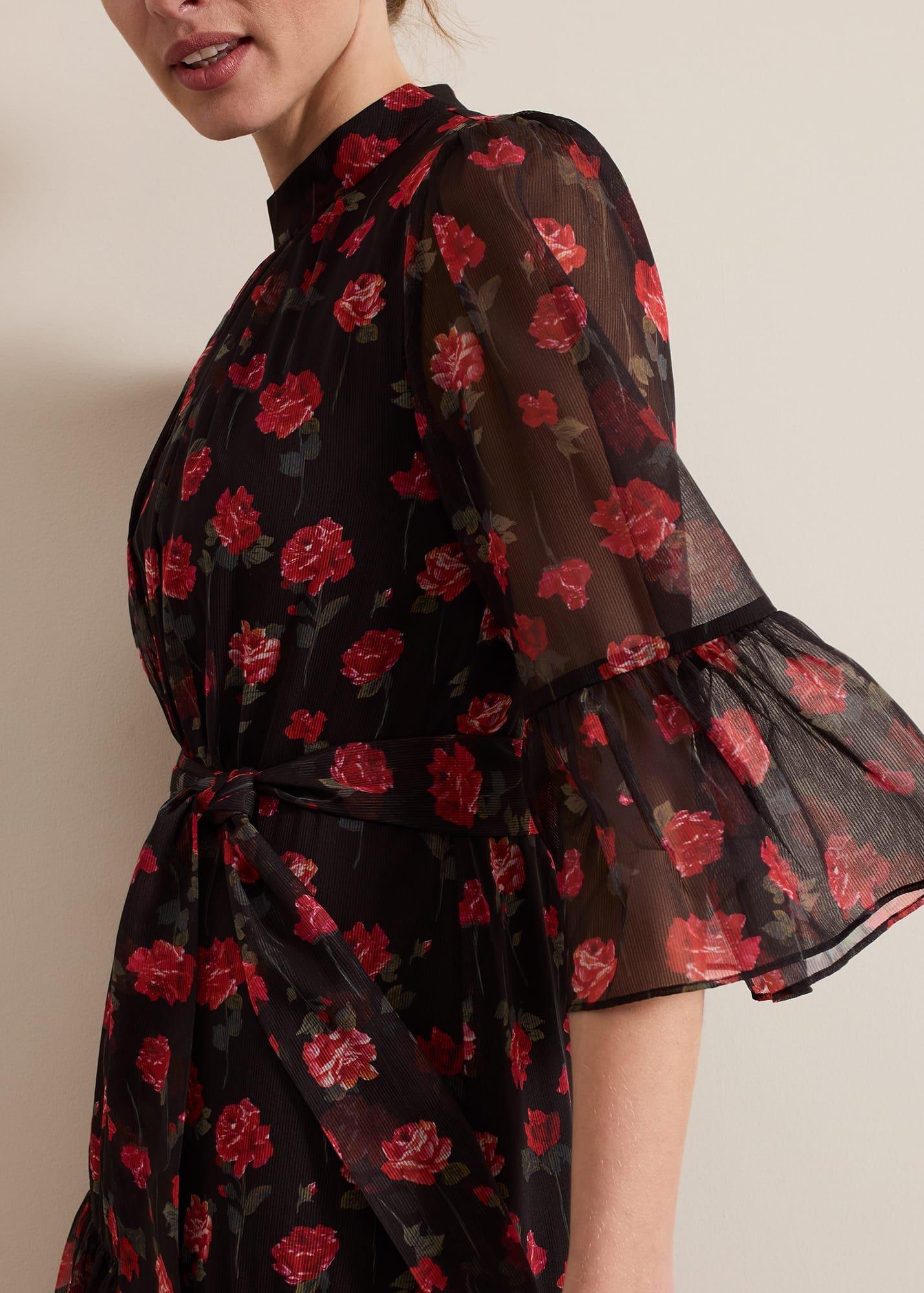 Petite Lela Floral Textured Midi Dress