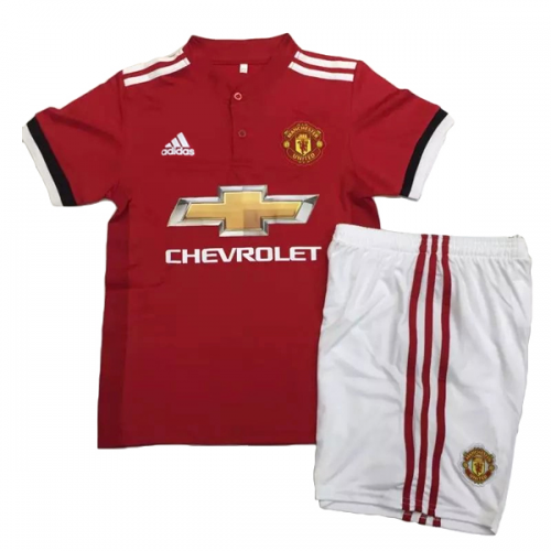Kids Manchester United Home 201718 Soccer Suits ShirtShorts -