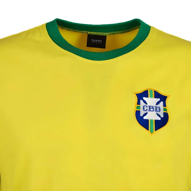 Player Brazil 1970'S World Cup Retro T-Shirt - Yellow/Green