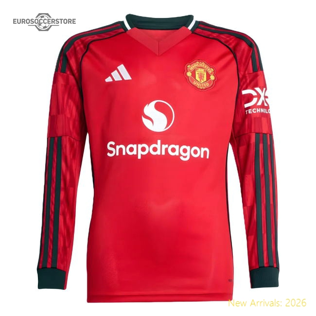 Premium 2025-2026 Man Utd Long Sleeve Home Shirt (kids) - Premium