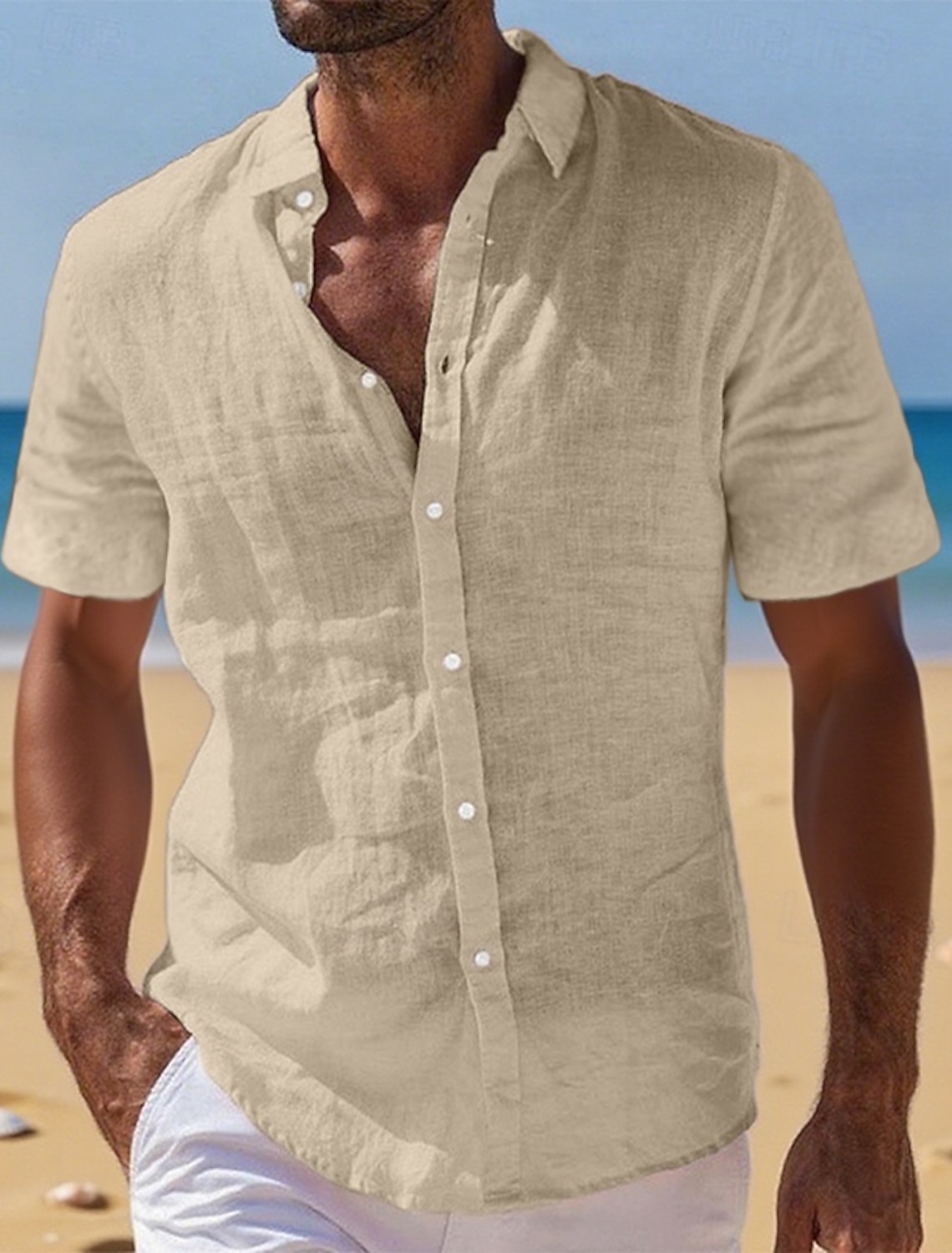 Men's Linen Shirt Summer Shirt Beach Wear Button Up Shirt Plain Vacation Curise Black White Light Green Pink Short Sleeve Turndown Summer Clothing Apparel