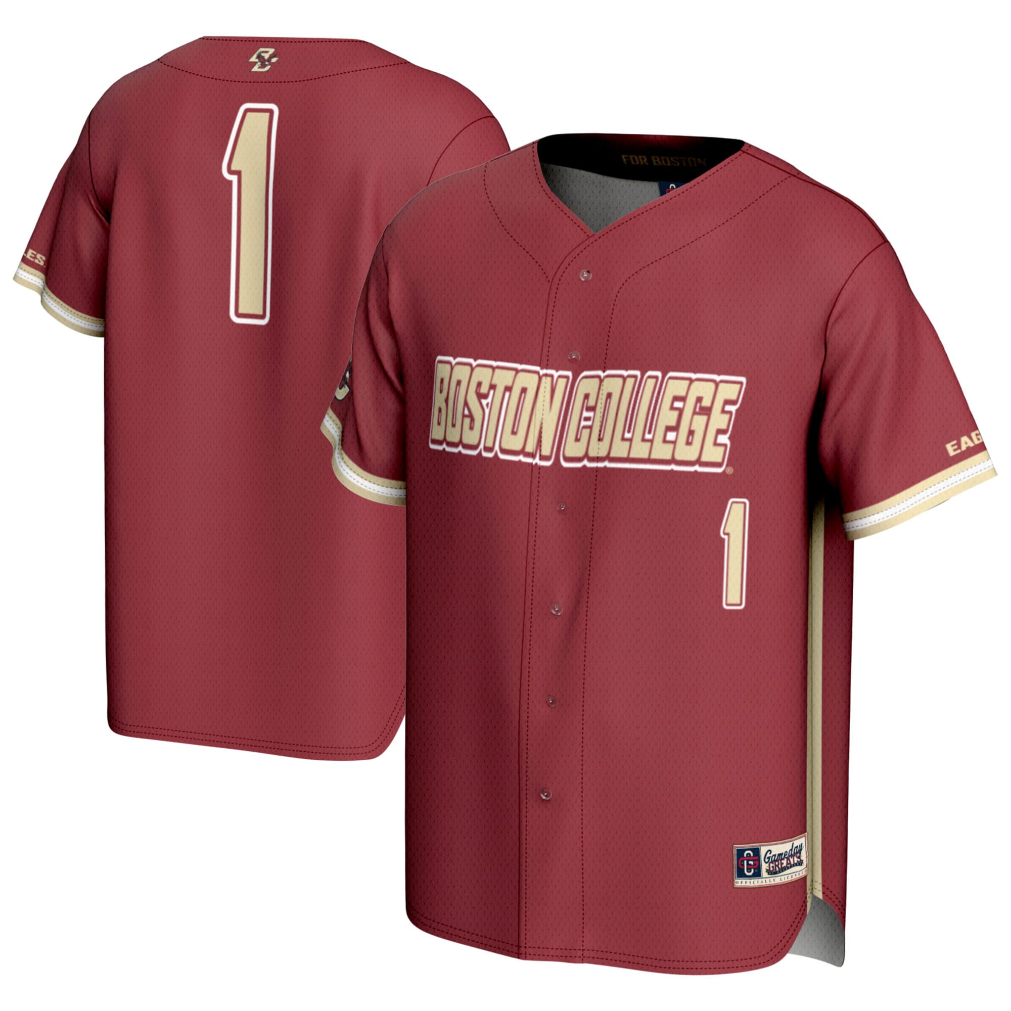 [NJP] Boston College Eagles GameDay Greats Lightweight Baseball Fashion Jersey - Maroon
