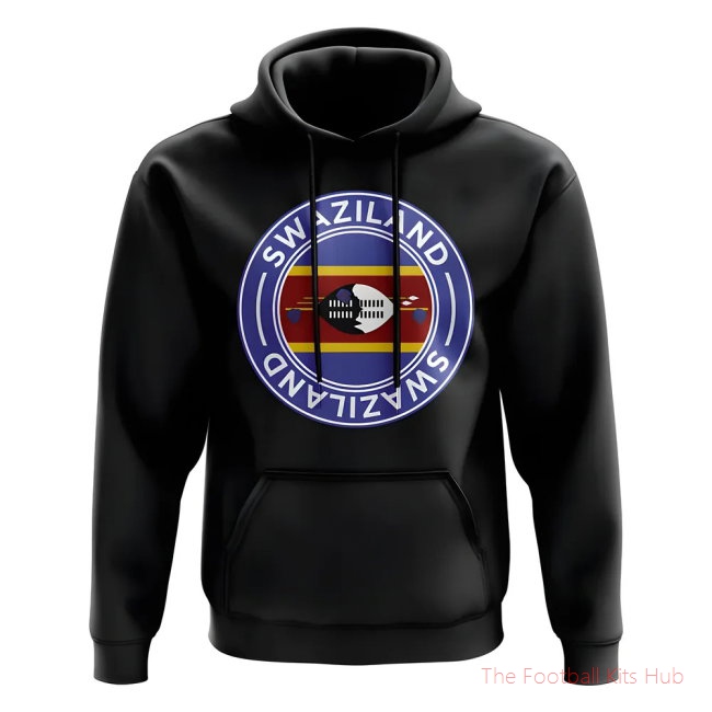 Men Swaziland Football Badge Hoodie (Black)