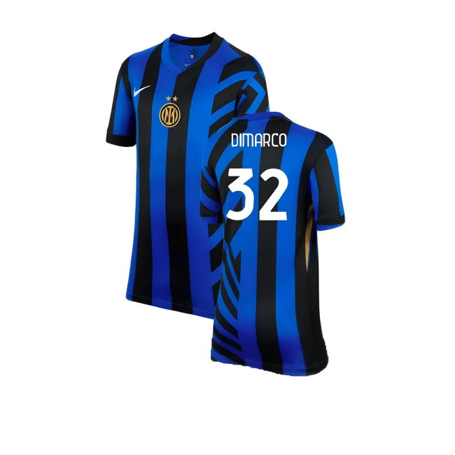 2024-2025 Inter Milan Home Shirt (Kids) (Dimarco 32) Stretch Fabric