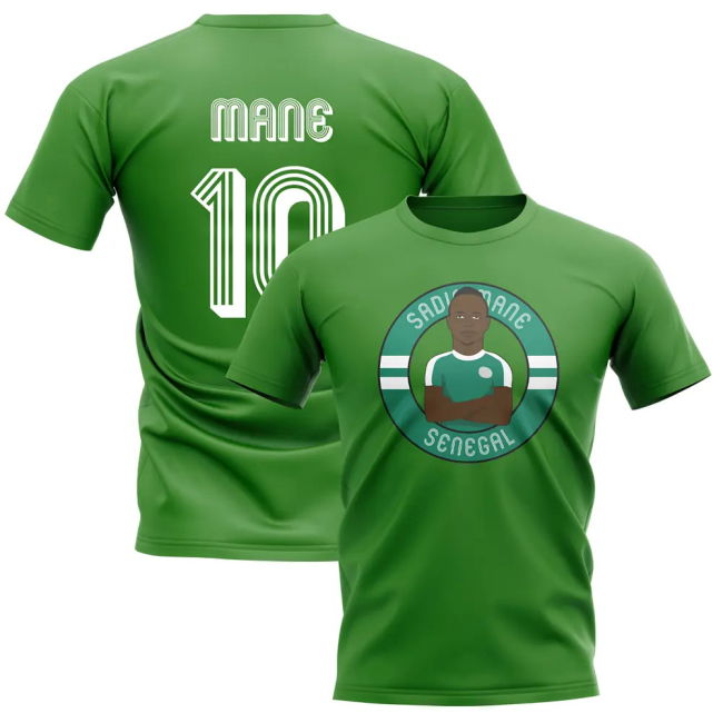 Championship Top-Tier Sadio Mane Senegal Illustration T-Shirt (Green)