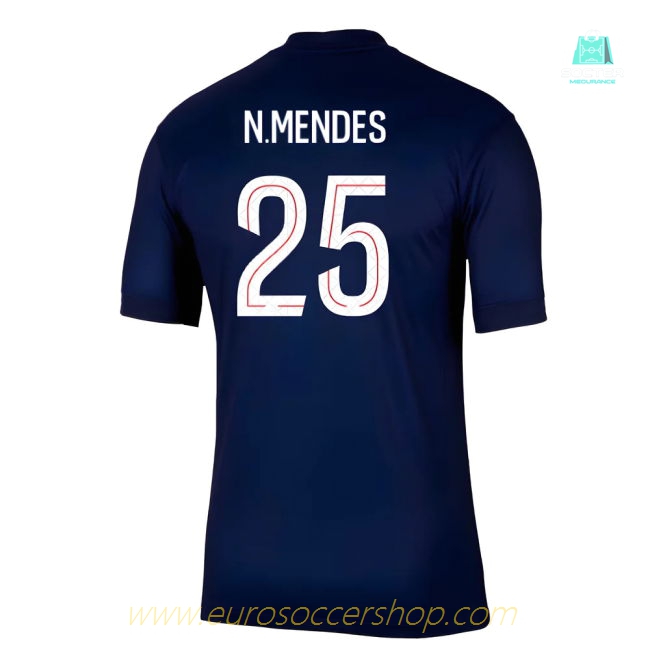 2025-2026 PSG Paris Saint Germain Home Shirt (N.Mendes 25)