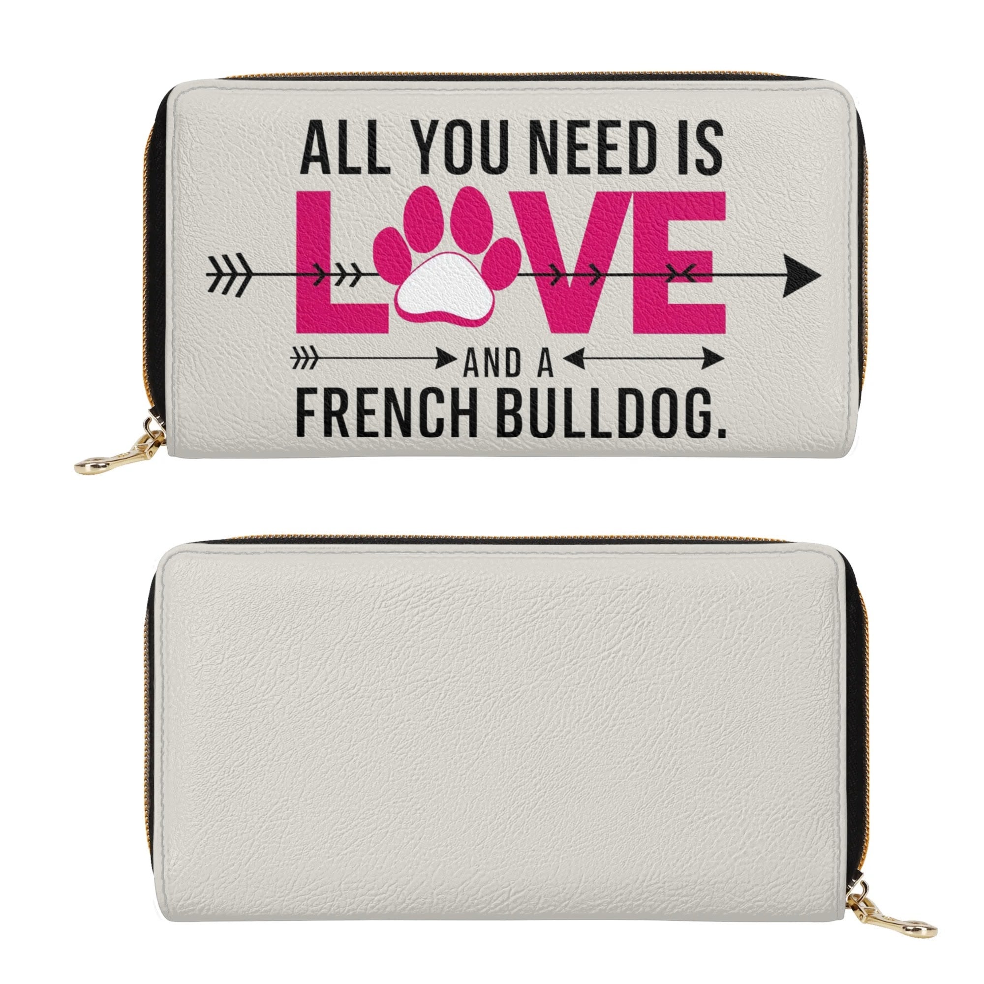 Roxy - Trendy Leather Zipper Wallet Frenchie Themed Wear | Stylish Look
