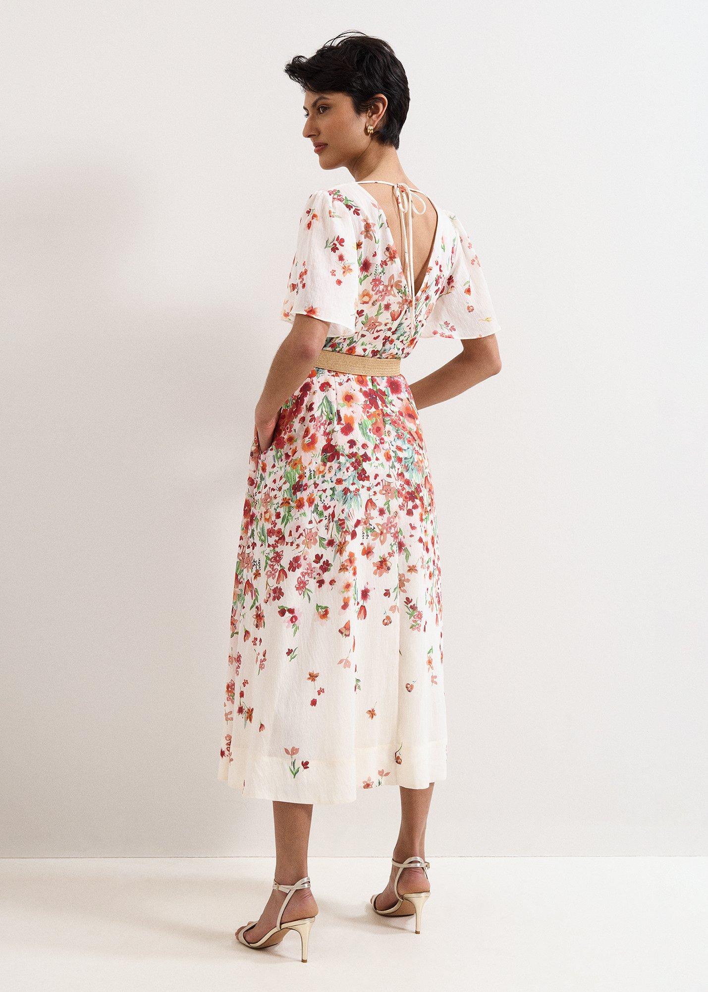 Petite Lovette Cream Floral Midi Dress