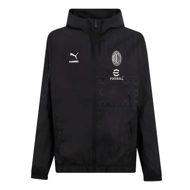 2023-2024 AC Milan x PLEASURES Prematch Jacket (Black)