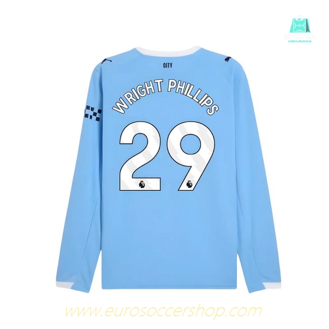 2025-2026 Man City Long Sleeve Home Shirt (Wright Phillips 29)