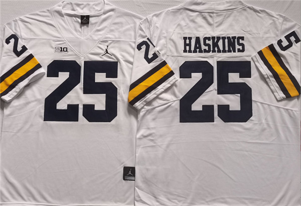 Men's UM Wolverines White 2024 high quality None #25 premium Jersey