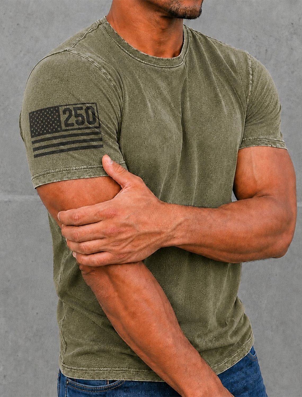 4th of July 2026 250th Men's Flag Cotton Acid Wash Shirt Heavyweight T-shirt Short Sleeve T shirt DTG Crew Neck Shirt Patriotic Street Holiday Blue Black Brown Spring & Summer Clothing Apparel S M