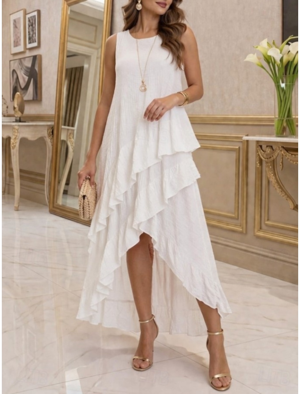 Women's Midi Dress Sundress White Dress A Line Dress Summer Dress Vacation Casual Boho Daily Holiday Summer Dress Regular Fit Plain Sleeveless Crew Neck Black White Red Army Green Summer