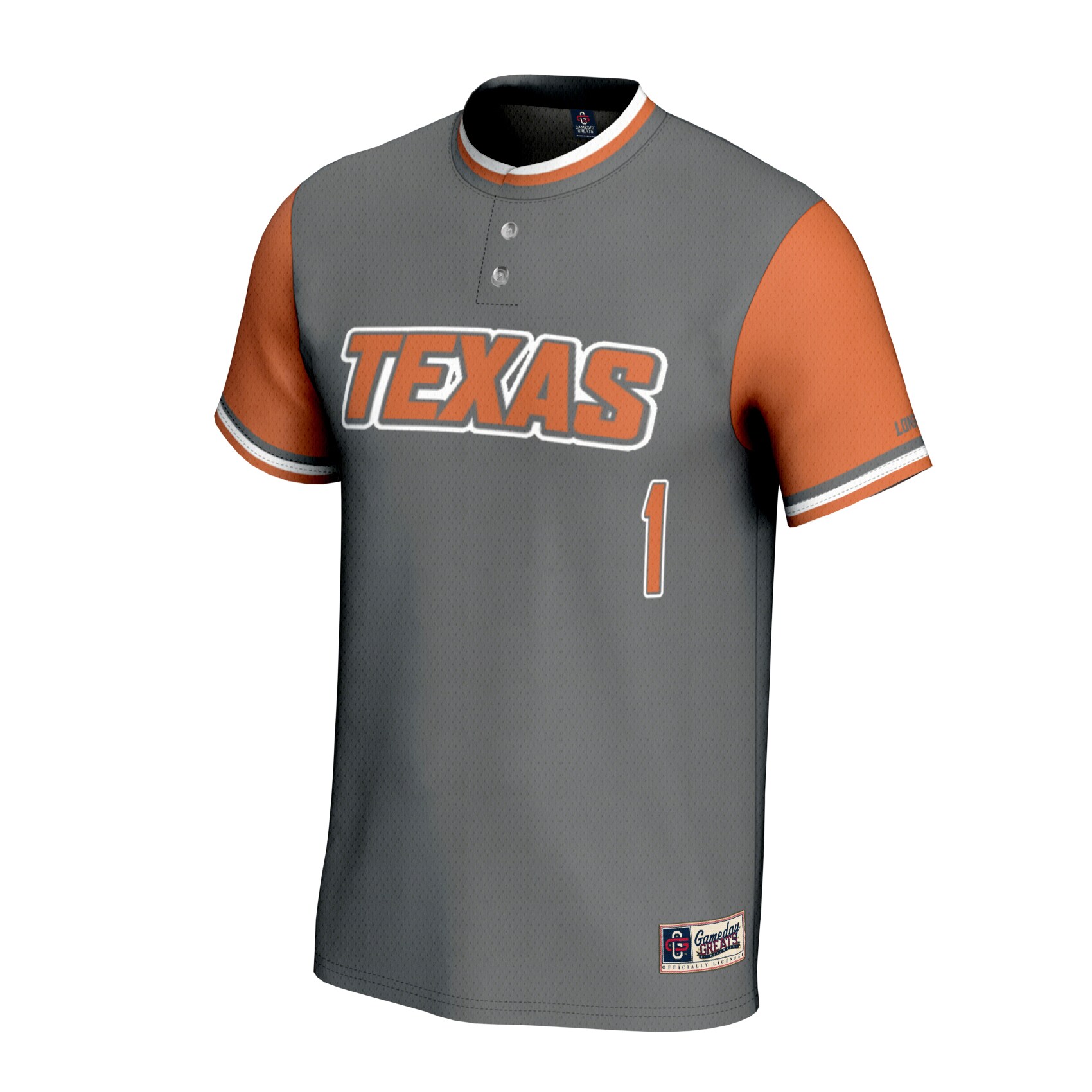 [DDG] Texas Longhorns GameDay Greats Youth Lightweight Softball Fashion Jersey - Gray