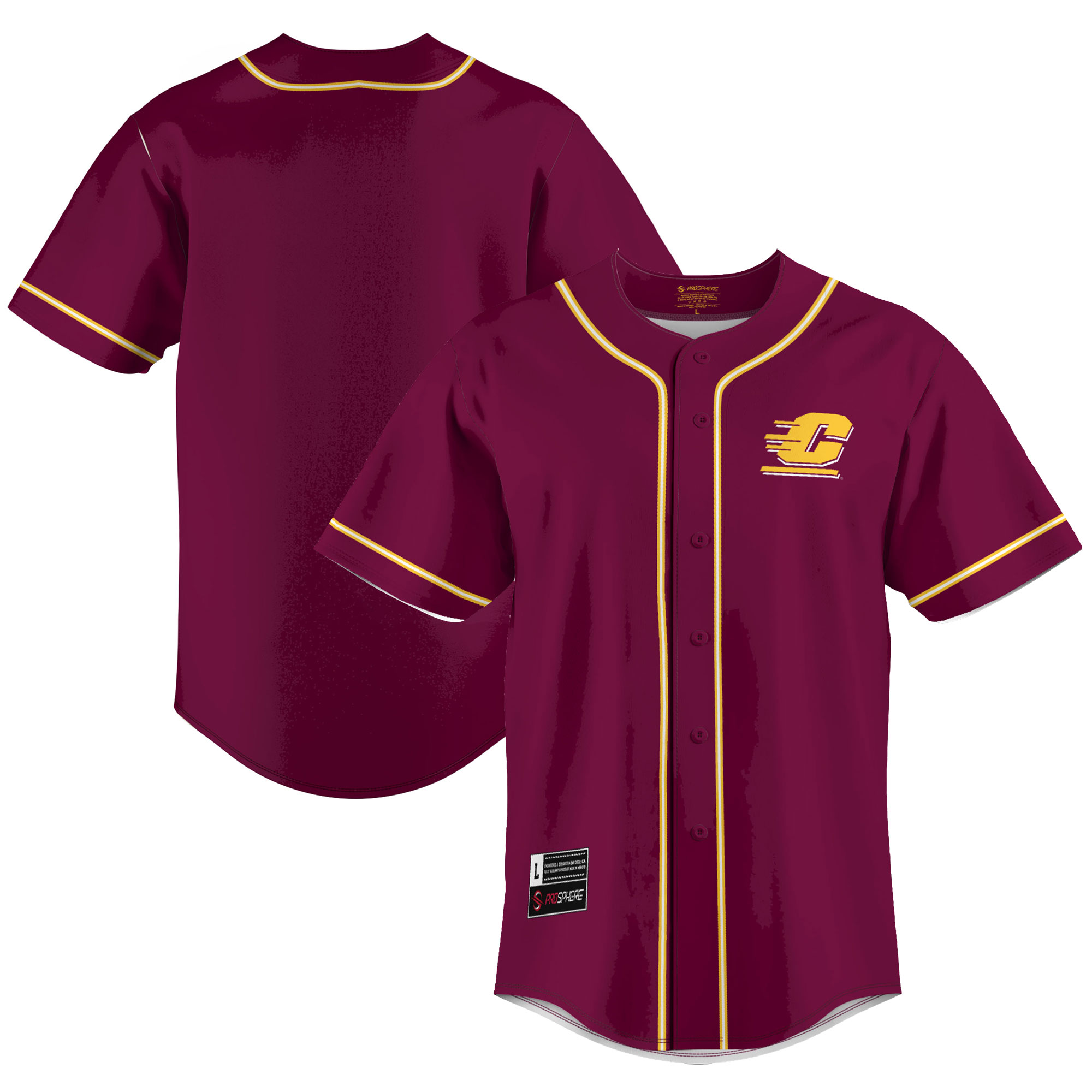 [NJP] Youth Central Michigan Chippewas GameDay Greats Lightweight Baseball Jersey - Maroon