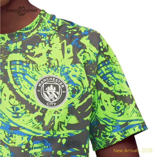 Premium 2025-2026 Man City Warm Up Jersey (pro Green) - Kids