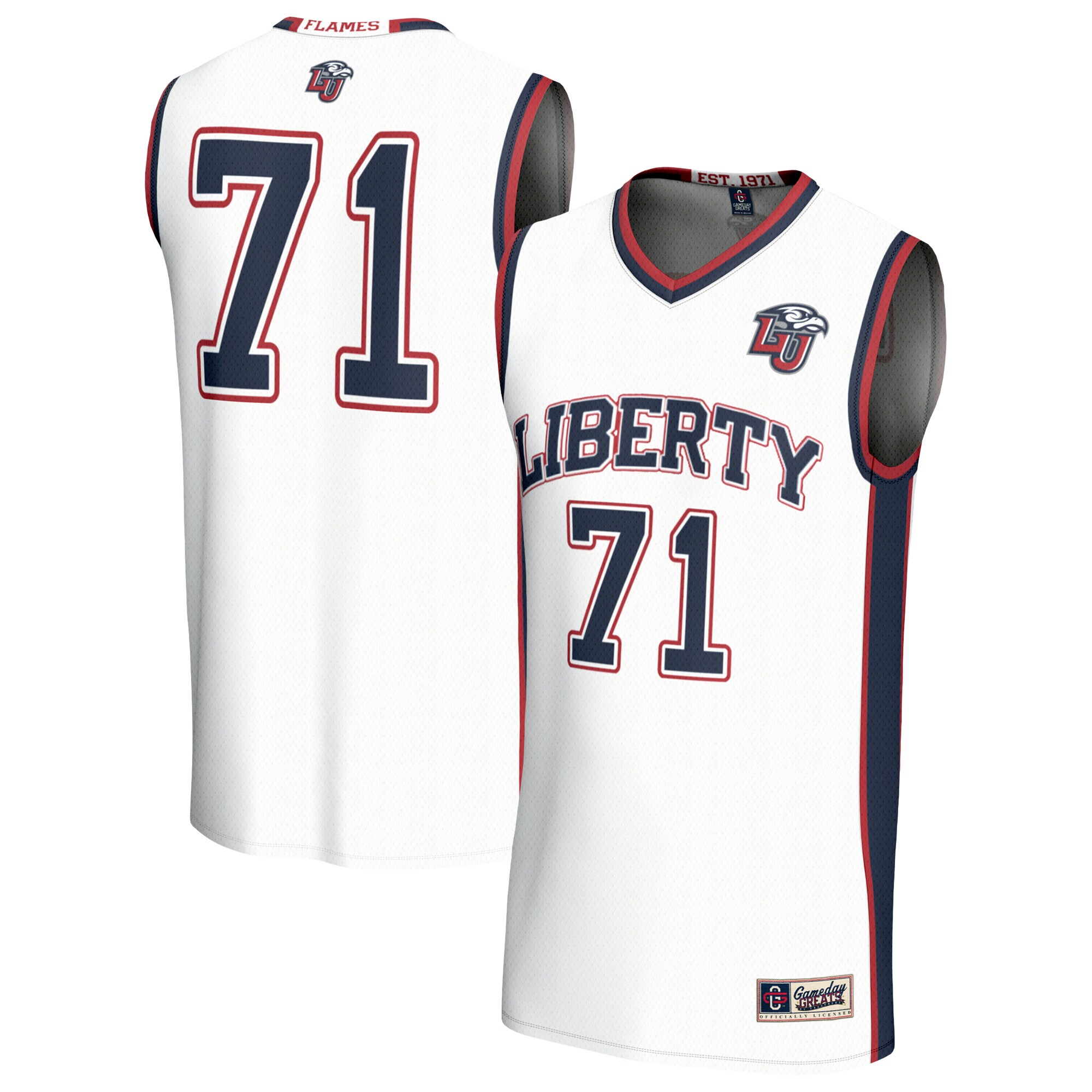 [NJP] Liberty Flames GameDay Greats Youth Lightweight Basketball Fashion Jersey - White