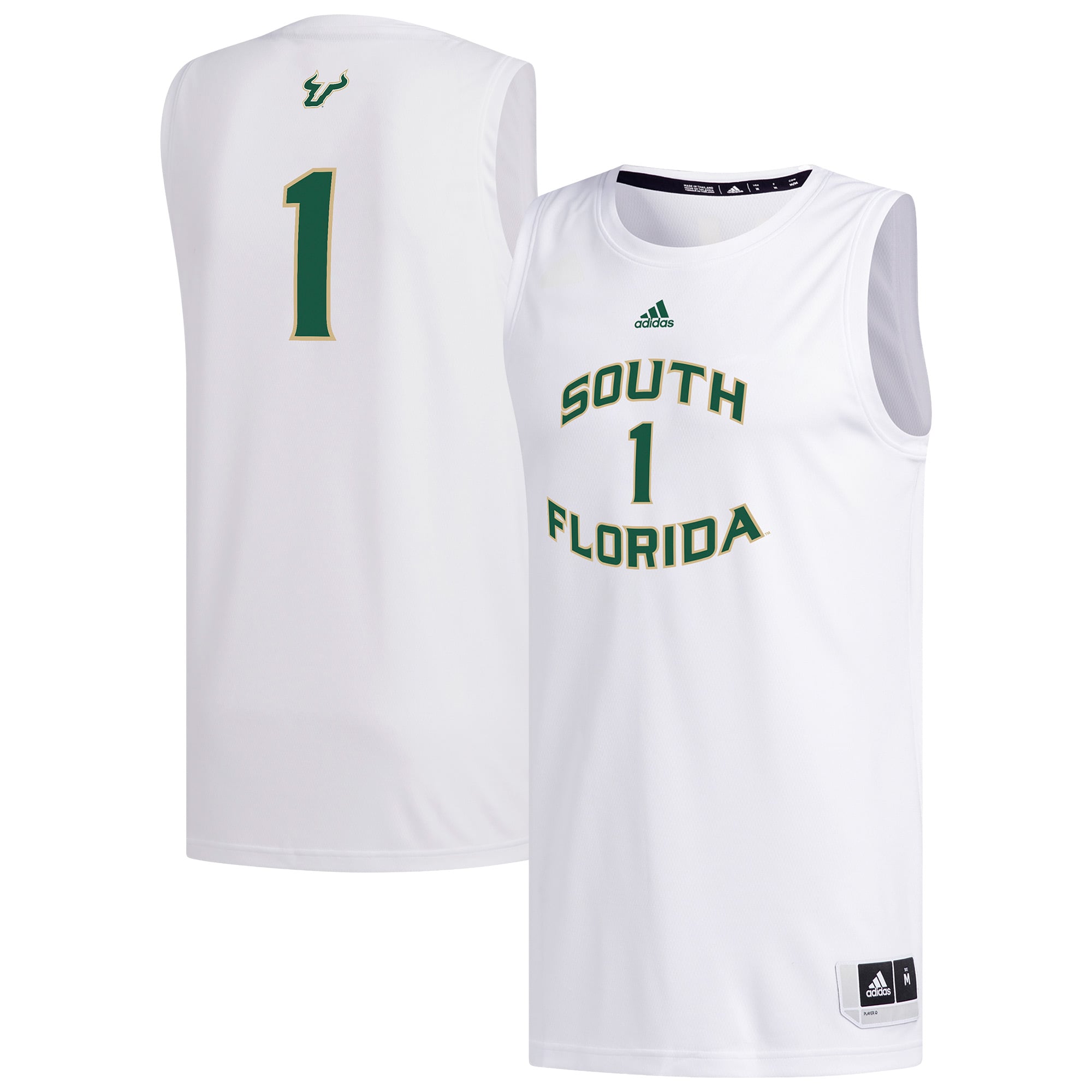#1 South Florida Bulls adidas Replica Basketball Jersey - White