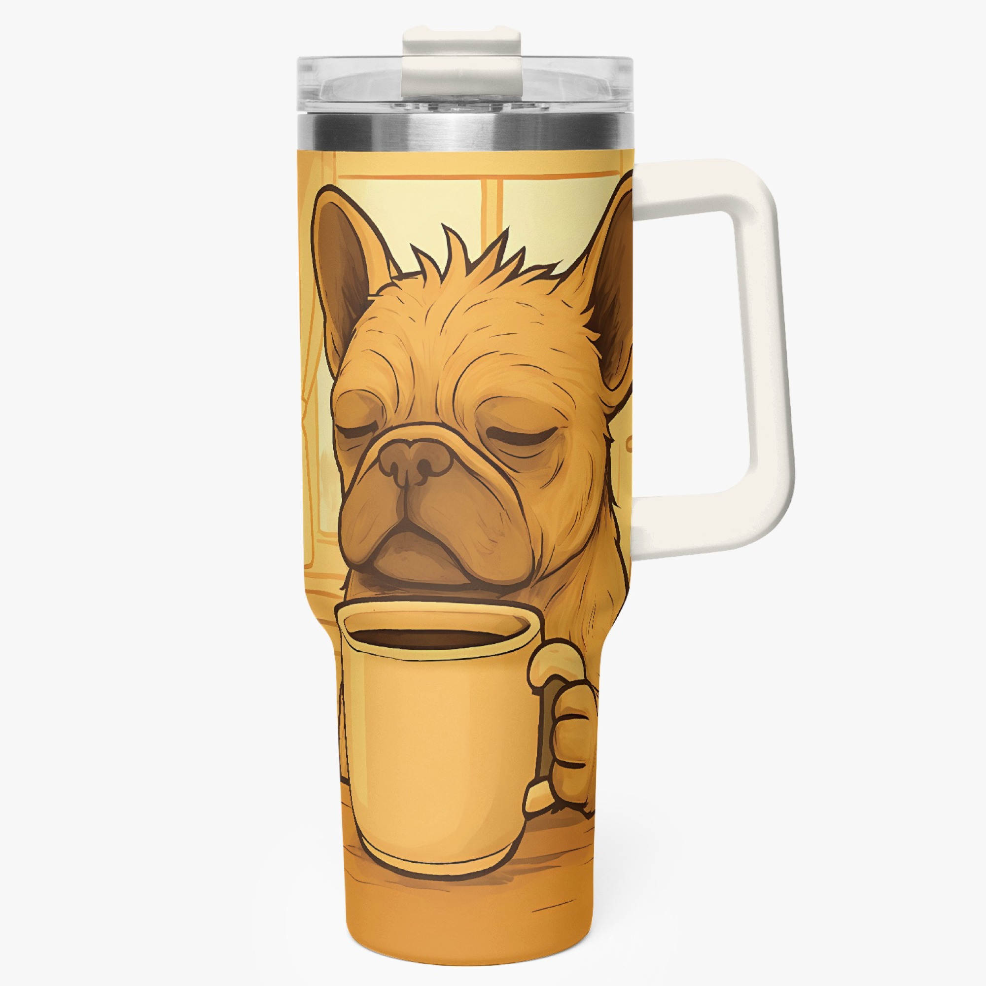 Breed-specific Frenchie Meatball - Warm Car Tumbler Cup Winter Wear