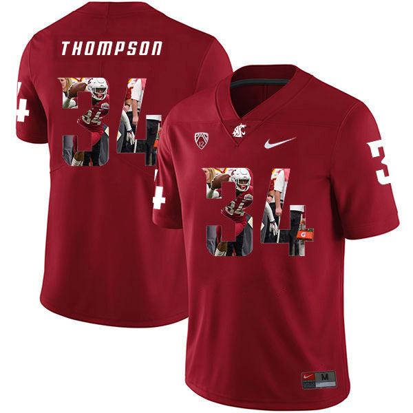 Men's None Red 2024 game jersey Jalen Thompson #34 embroidered Jersey