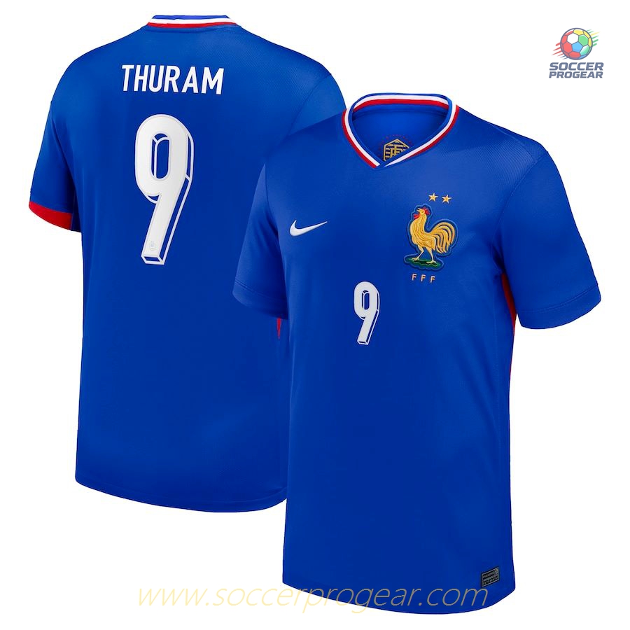 France Team Home Soccer Shirt 2024-2025 Collection Season Thuram