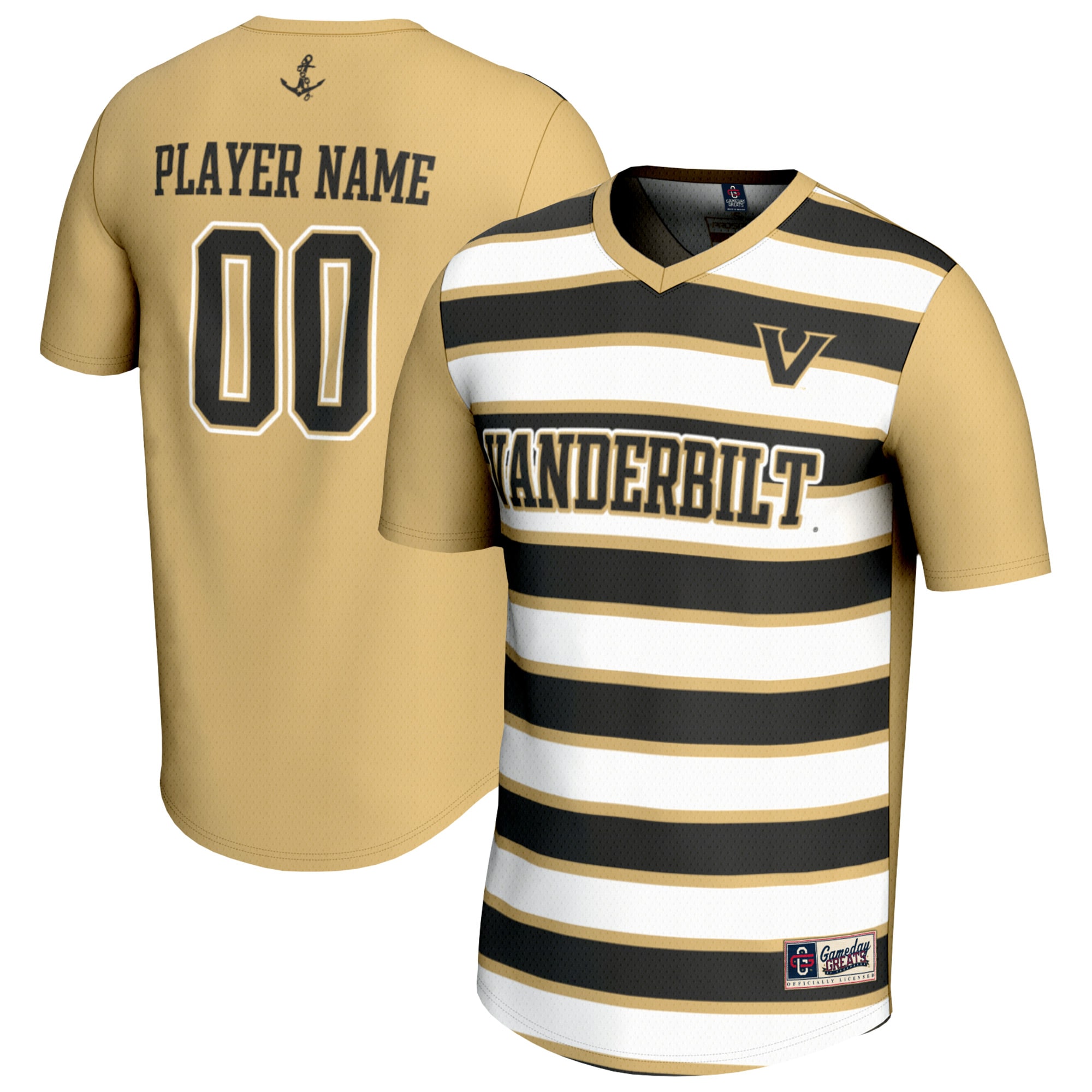[LK] Vanderbilt Commodores GameDay Greats Youth NIL Pick-A-Player Collegiate Women's Soccer Lightweight Fashion Jersey - Gold/Black