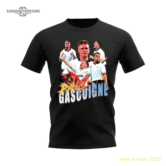 Paul Gascoigne England Bootleg T-Shirt (Black)