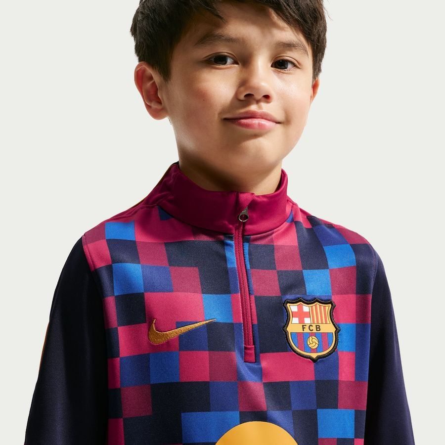 Barcelona Training Shirt Dri-FIT Strike - Noble Red/Blackened Blue/Mineral Yellow Kids