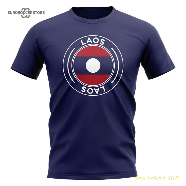 Laos Football Badge T-shirt (navy) - Budget-friendly - Fan Collection