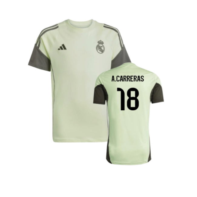2025-2026 Real Madrid Training Tee (Almost Lime) - Kids (A.Carreras 18)