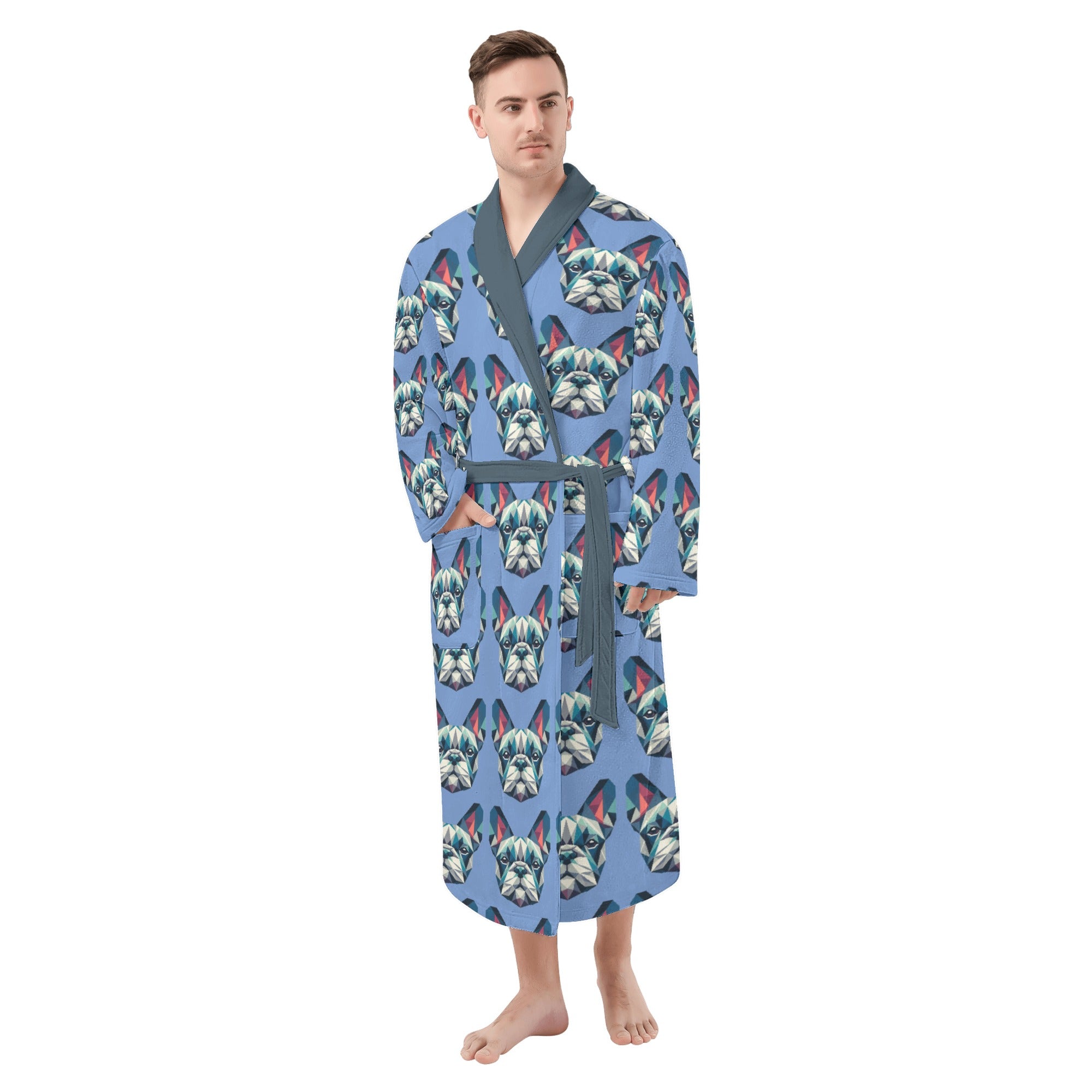 French Bulldog Lover Gus Men Bathrobe Gift For Dog Lovers