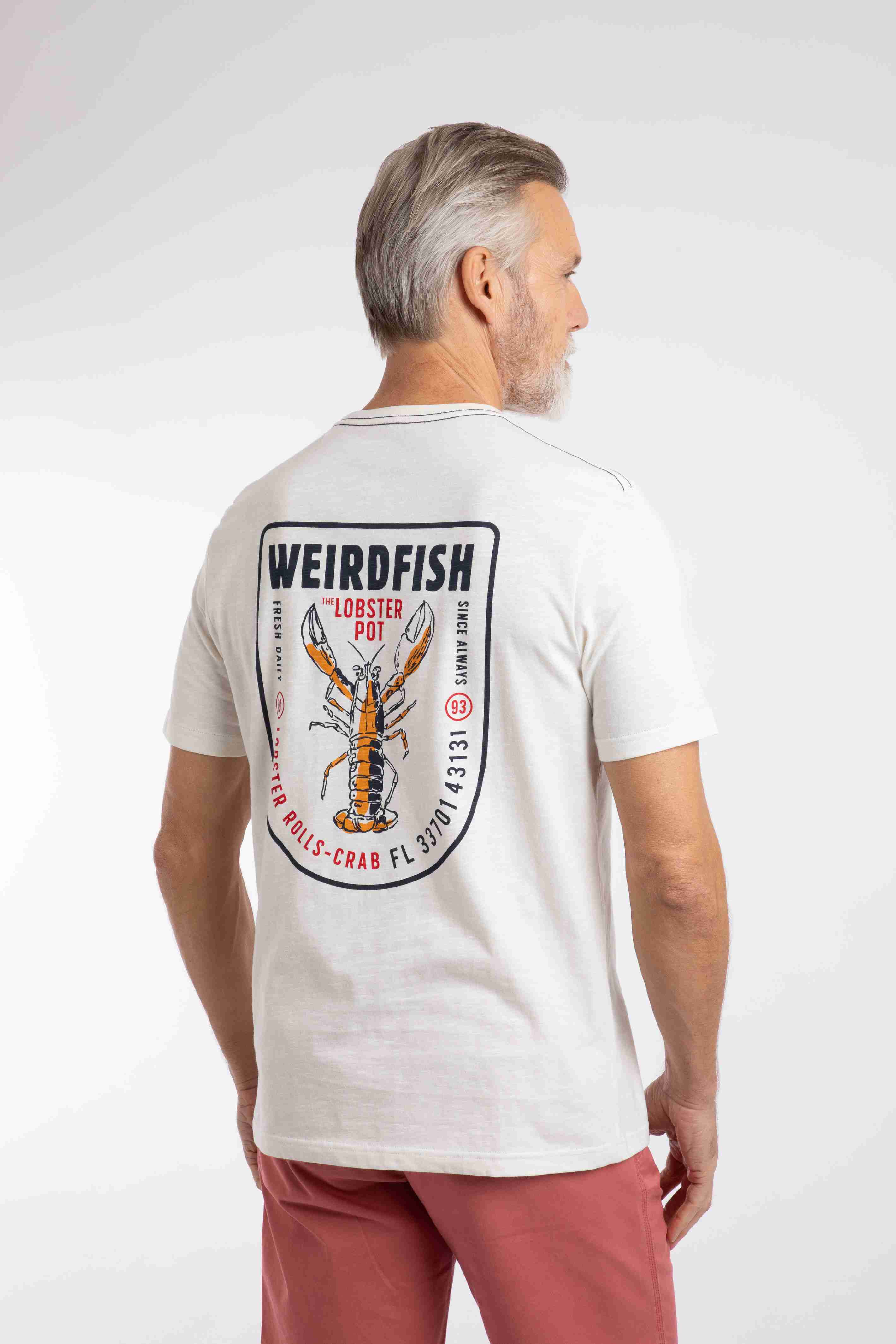 Lobster Pot Back Print Graphic T-Shirt Dusty White