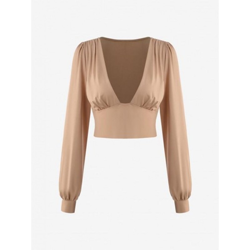 Plunging Wide Waistband Blouse ZD7979