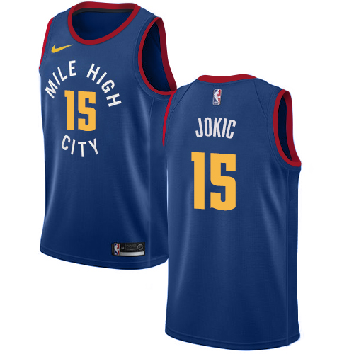 Nuggets #15 Nikola Jokic Top-Grade 2024 Statement NBA Jersey - Blue
