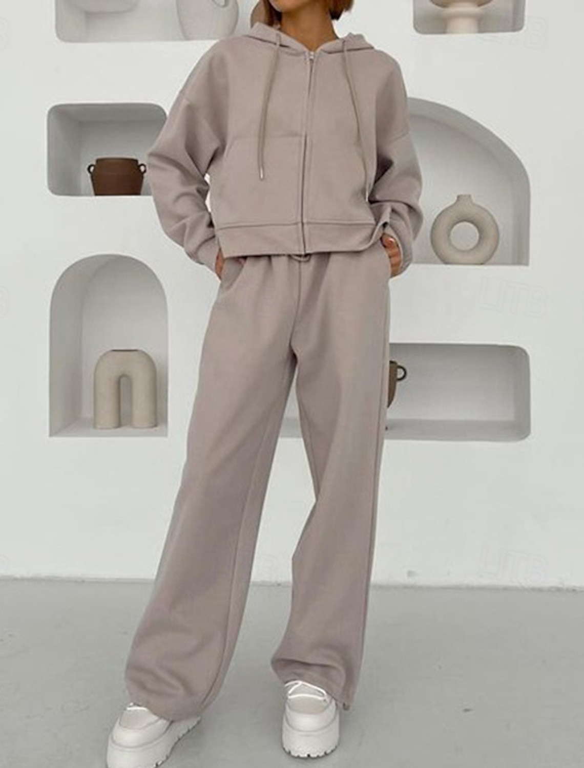 Women's Tracksuit Sweatpants Zip Up Hoodie Drawstring Pocket Solid Colored Clothing Suit Spring Fall White Pink Gym Training Running High Waist Windproof Lightweight Moisture Wicking Long Sleeve Sport