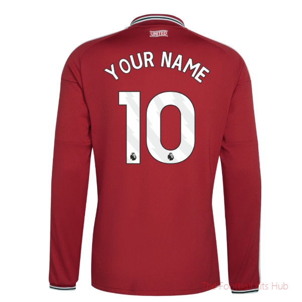 Premium Man Utd 2026-2027 Long Sleeve Home Shirt (Your Name)